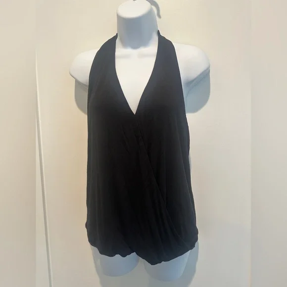 Bisou Bisou: Black Gathered Halter Top- Medium - Picture 1 of 5